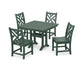 POLYWOOD Chippendale 5-Piece Farmhouse Trestle Side Chair Dining Set — Green