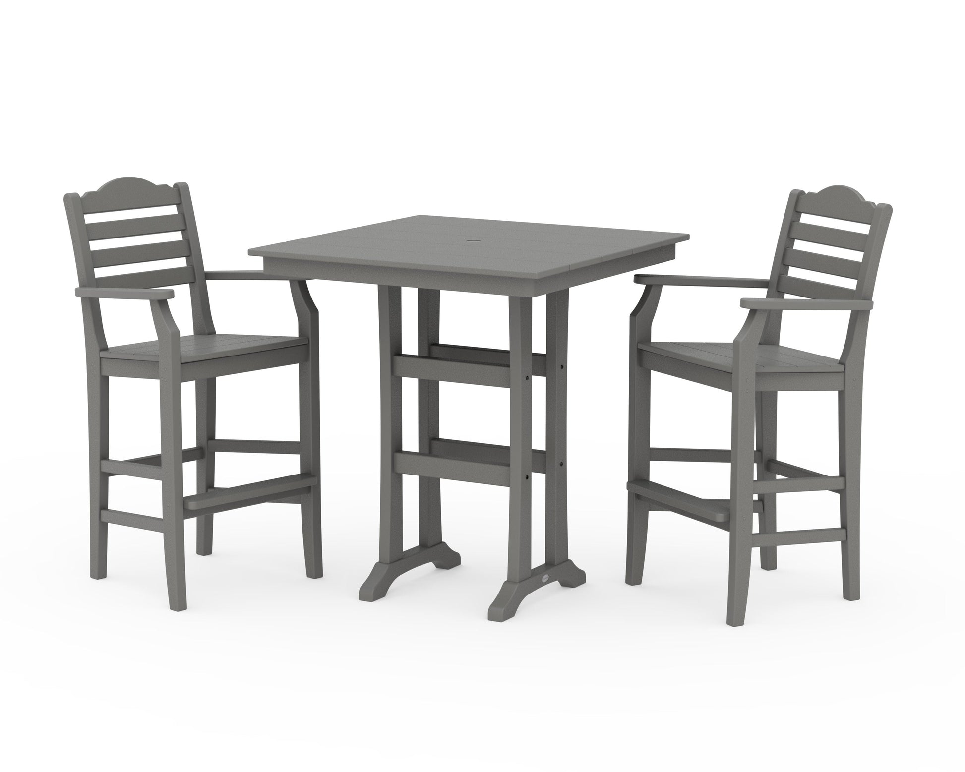 POLYWOOD Savannah 3-Piece Farmhouse Bar Set with Trestle Legs — Slate Grey