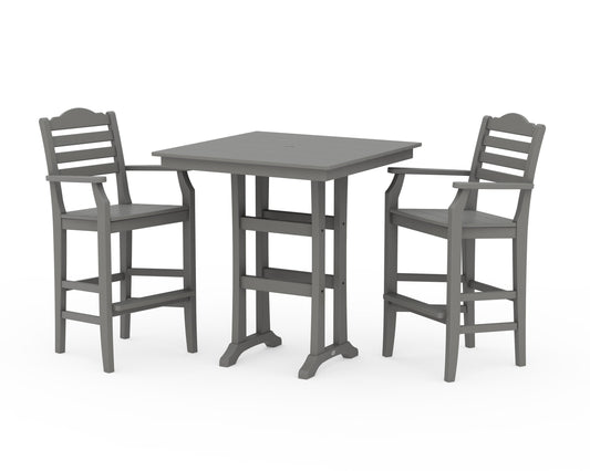 POLYWOOD Savannah 3-Piece Farmhouse Bar Set with Trestle Legs — Slate Grey