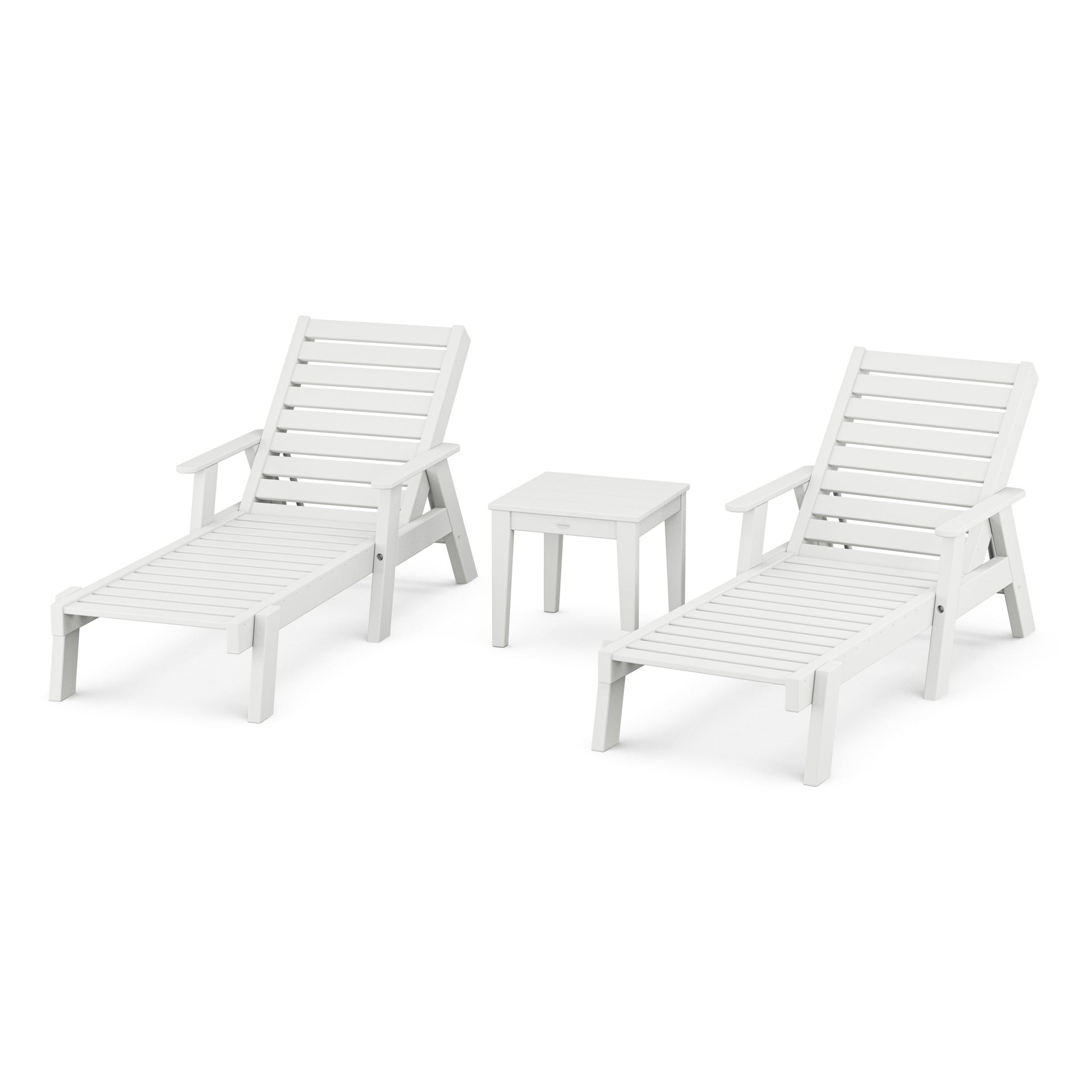 POLYWOOD Captain Chaise 3-Piece Set with Arms — White