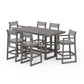 POLYWOOD EDGE Sling 7-Piece Bar Table Set — Driftwood / Metallic Sling