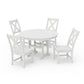 POLYWOOD Braxton Side Chair 5-Piece Round Dining Set — Vintage White