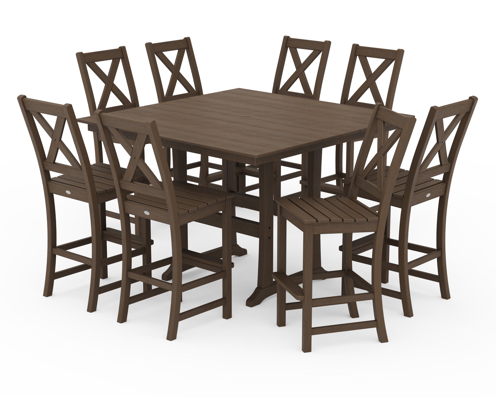 POLYWOOD Braxton 9-Piece Farmhouse Trestle Bar Set — Kona