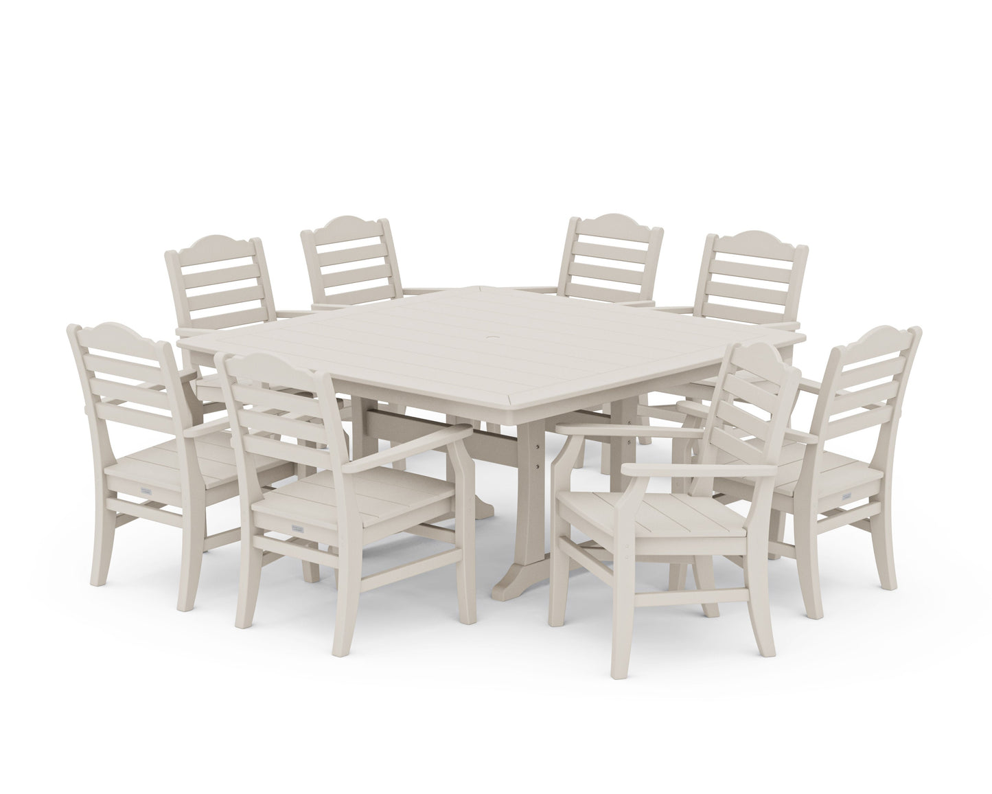 POLYWOOD Savannah 9-Piece Square Dining Set with Trestle Legs — Sand