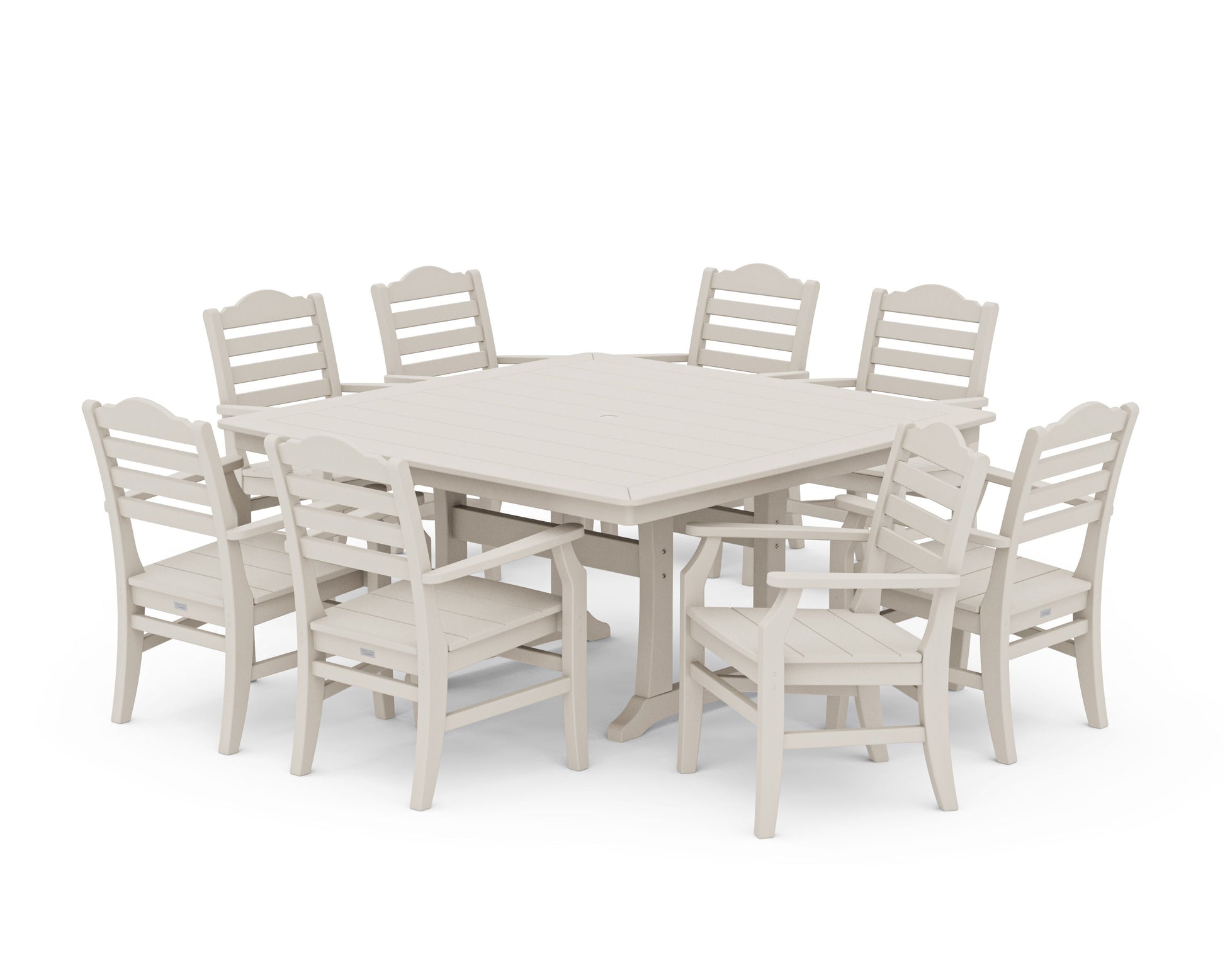 POLYWOOD Savannah 9-Piece Square Dining Set with Trestle Legs — Sand