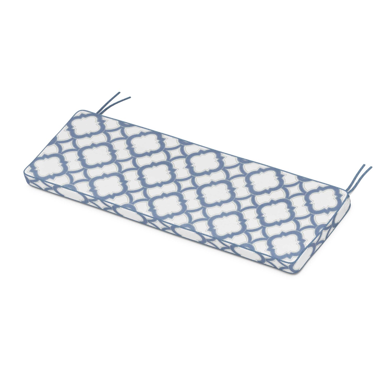POLYWOOD Chinoiserie Bench Seat Cushion — Trellis Sky Blue