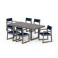 POLYWOOD EDGE Sling 7-Piece Dining Set — Driftwood / Navy Blue Sling