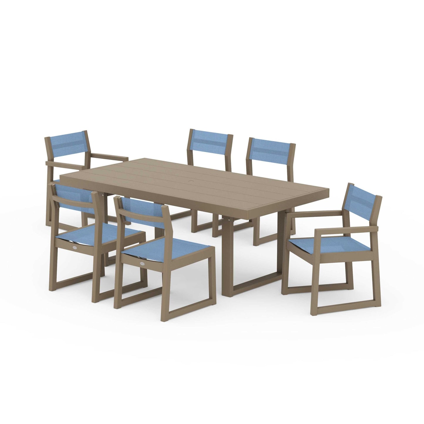 POLYWOOD EDGE Sling 7-Piece Dining Set — Vintage Sahara / Poolside Sling
