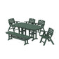 POLYWOOD Nautical Lowback 6-Piece Dining Set with Bench — Green