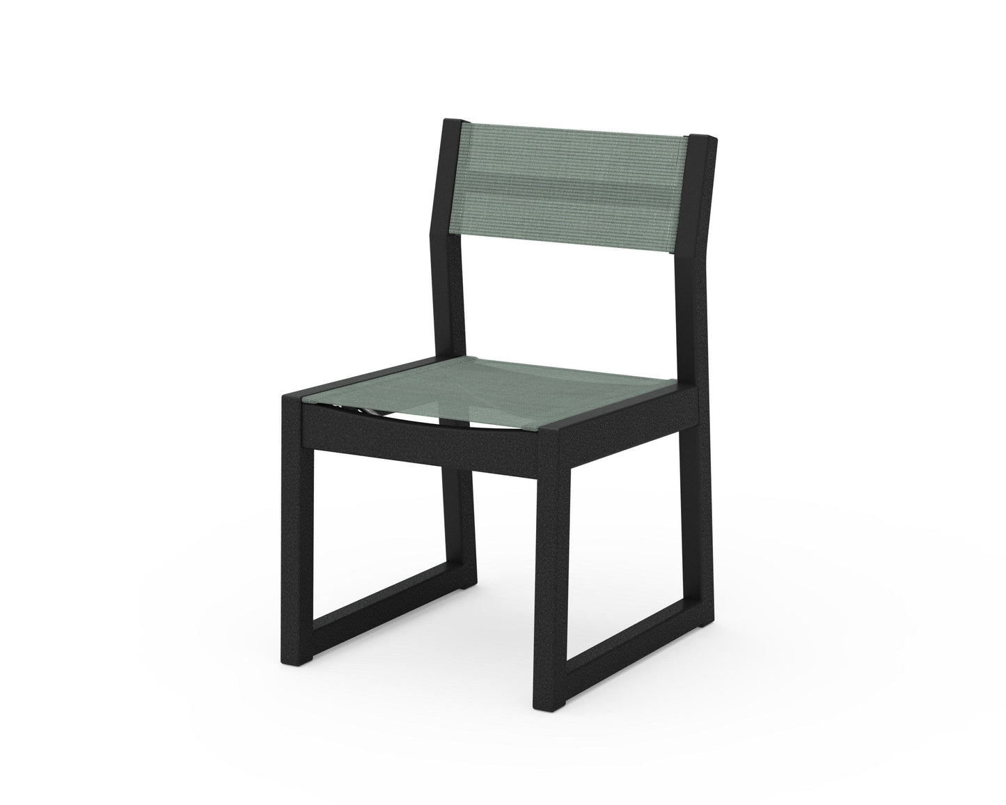 POLYWOOD EDGE Sling Dining Side Chair — Black / Dupioni Sea Mist Sling