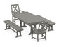 POLYWOOD Braxton 5-Piece Dining Set with Trestle Legs — Slate Grey