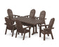 POLYWOOD Vineyard Curveback Adirondack Chair 7-Piece Farmhouse Dining Set with Trestle Legs — Mahogany