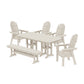 POLYWOOD Vineyard Curveback Adirondack Chair 6-Piece Dining Set with Bench — Sand