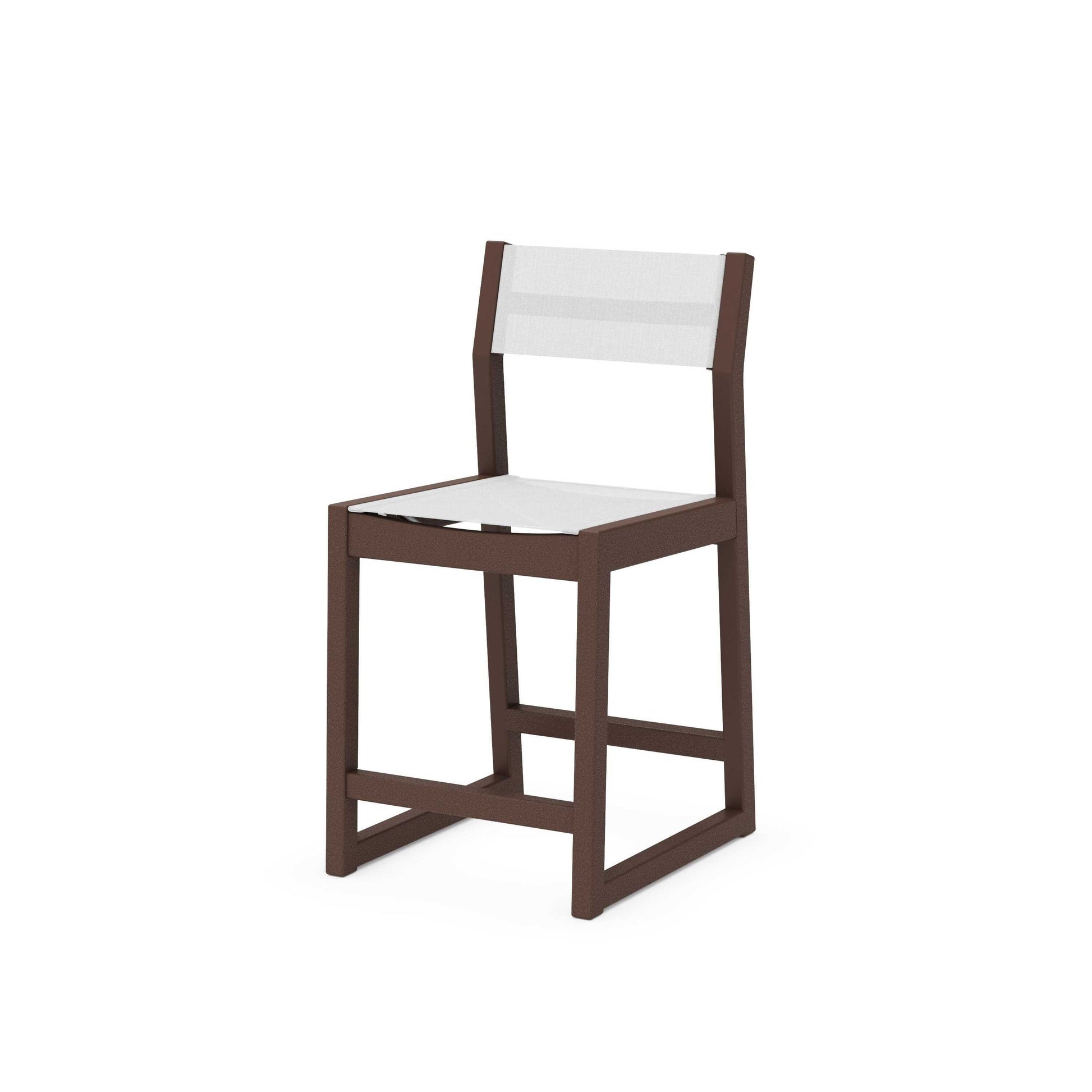 POLYWOOD EDGE Sling Counter Side Chair — Mahogany / White Sling