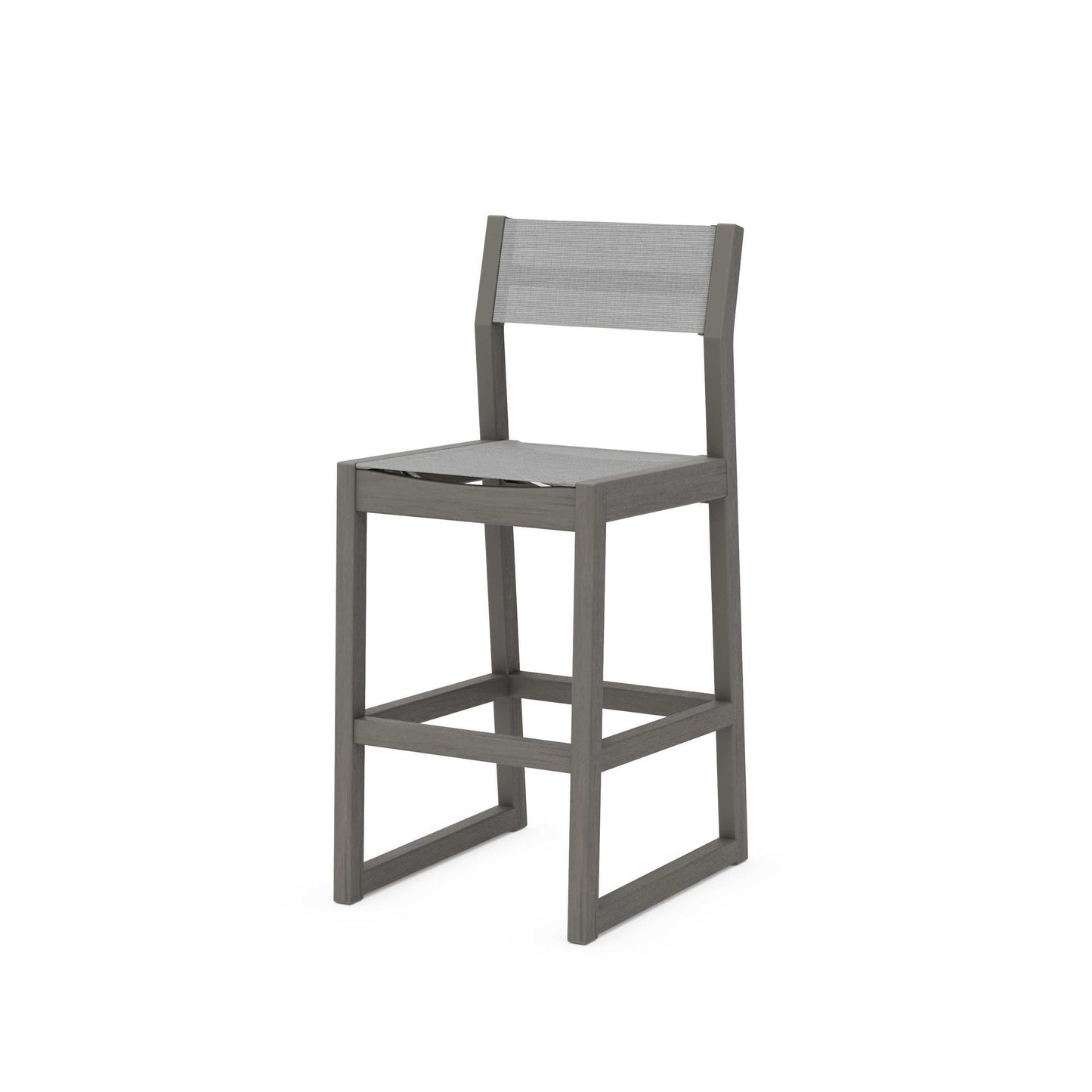 POLYWOOD EDGE Sling Bar Side Chair — Driftwood / Metallic Sling