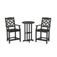 POLYWOOD Chinoiserie 3-Piece Farmhouse Bistro Counter Set — Black