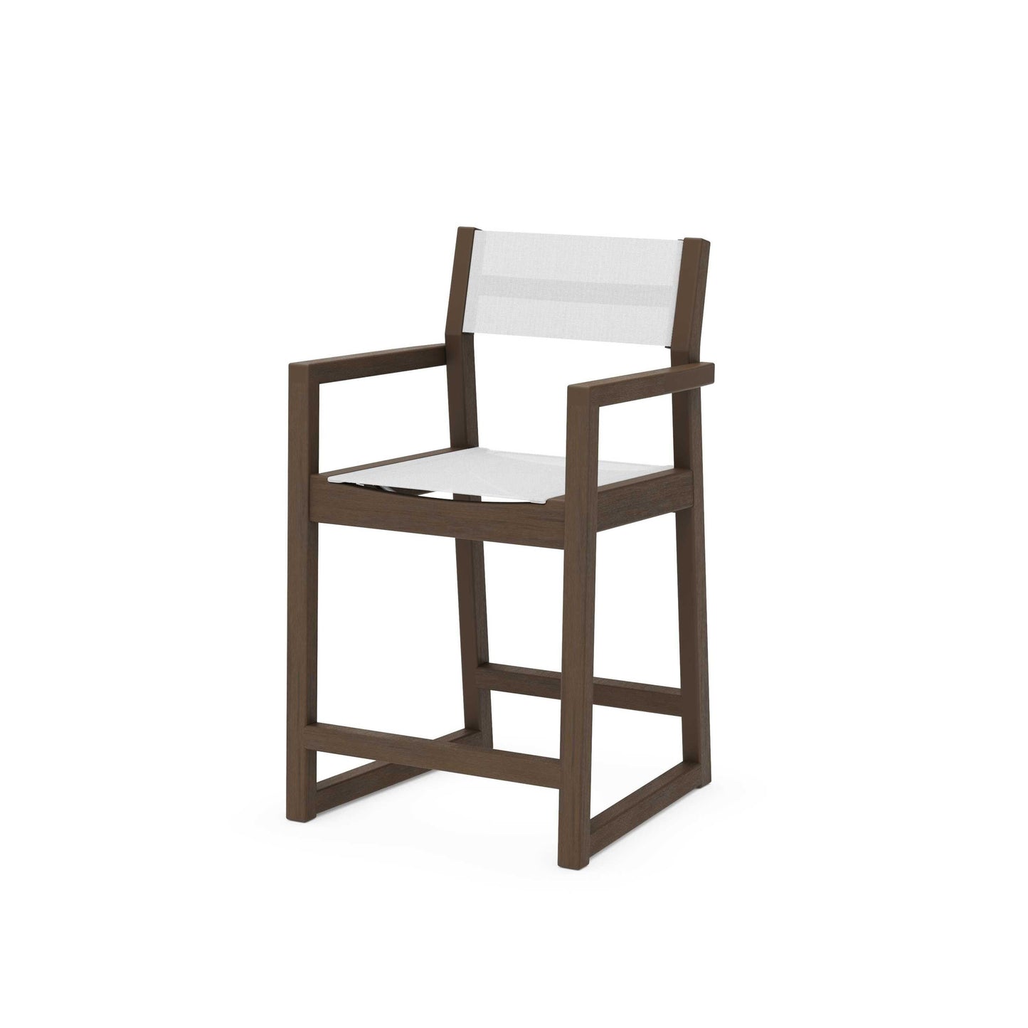POLYWOOD EDGE Sling Counter Arm Chair — Kona / White Sling