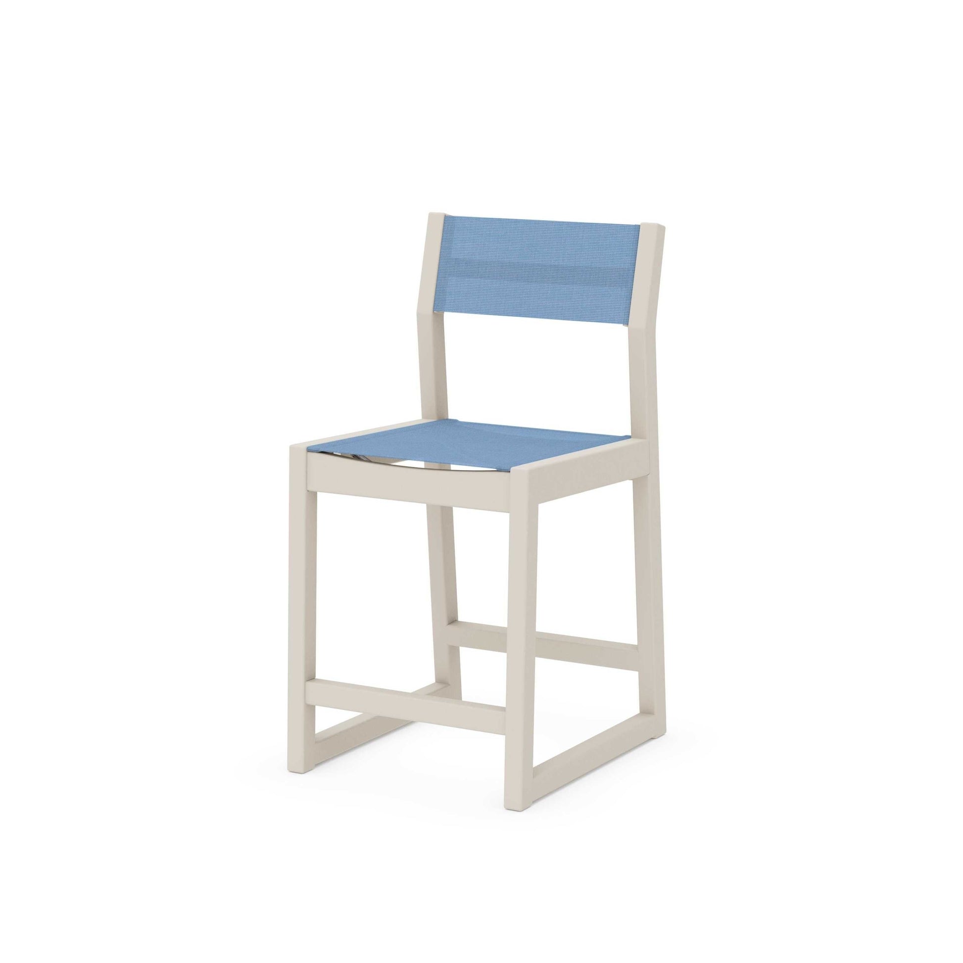 POLYWOOD EDGE Sling Counter Side Chair — Sand / Poolside Sling