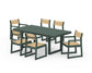 POLYWOOD EDGE Sling 7-Piece Dining Set — Green / Dupioni Apricot Sling