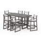 POLYWOOD EDGE Sling 7-Piece Bar Table Set — Driftwood / White Sling