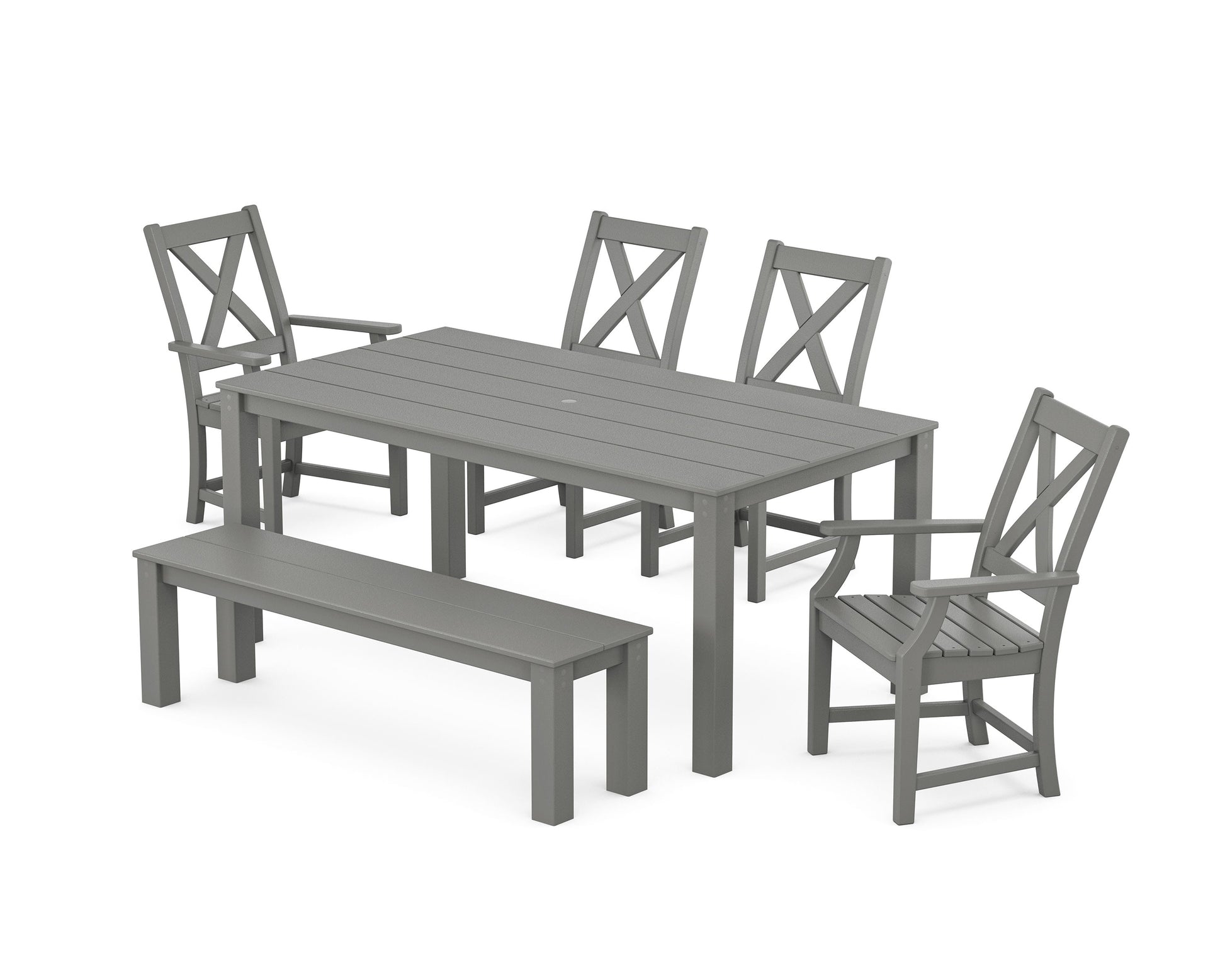 POLYWOOD Braxton 6-Piece Parsons Dining Set with Bench — Slate Grey