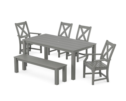 POLYWOOD Braxton 6-Piece Parsons Dining Set with Bench — Slate Grey