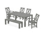 POLYWOOD Braxton 6-Piece Parsons Dining Set with Bench — Slate Grey