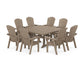 POLYWOOD Nautical Curveback Adirondack 9-Piece Square Dining Set with Trestle Legs — Vintage Sahara