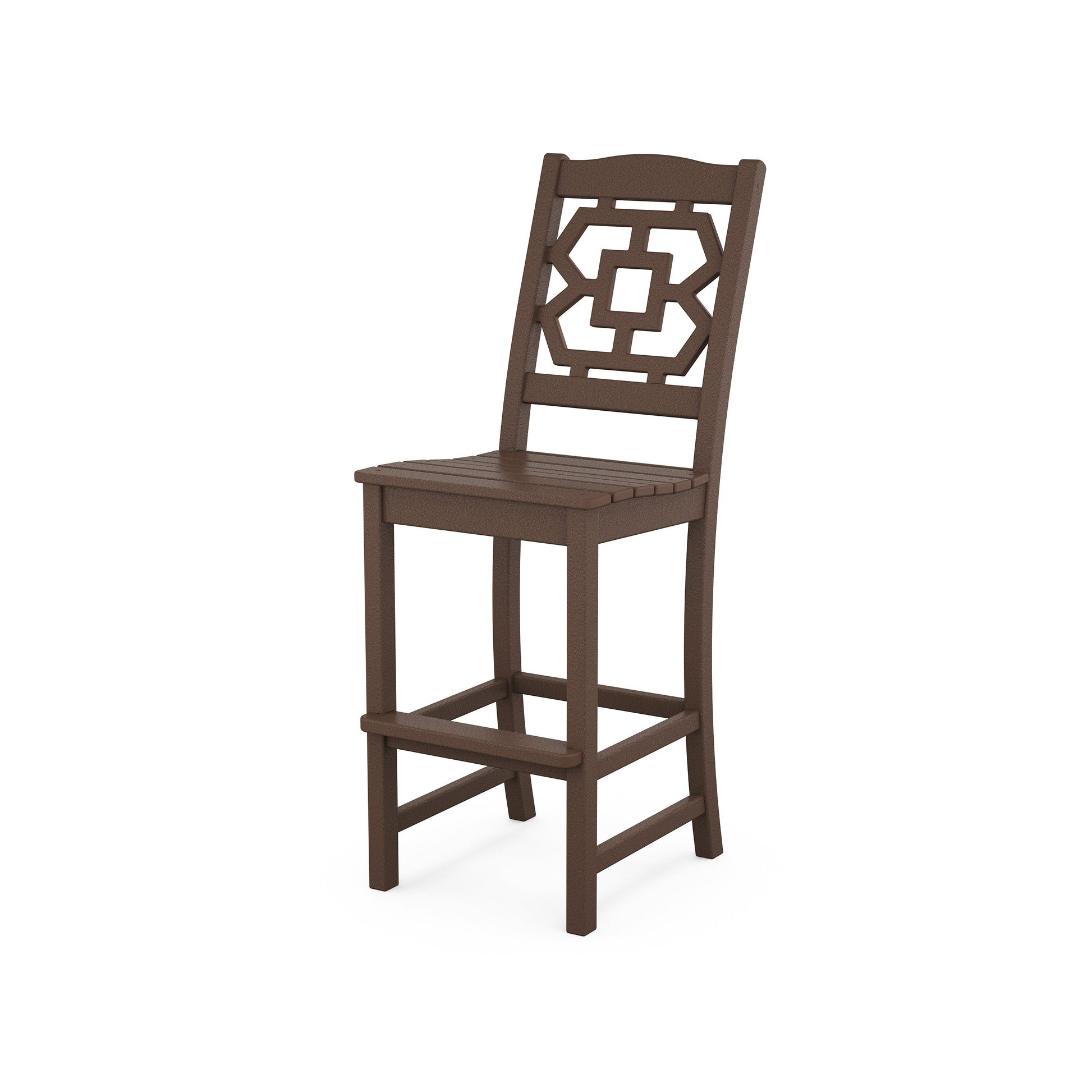POLYWOOD Chinoiserie Bar Side Chair — Mahogany