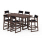 POLYWOOD EDGE Sling 7-Piece Bar Table Set — Mahogany / Black Sling