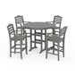 POLYWOOD Savannah 5-Piece Round Farmhouse Bar Set — Slate Grey