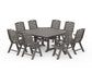POLYWOOD Nautical Highback 9-Piece Square Farmhouse Dining Set with Trestle Legs — Driftwood