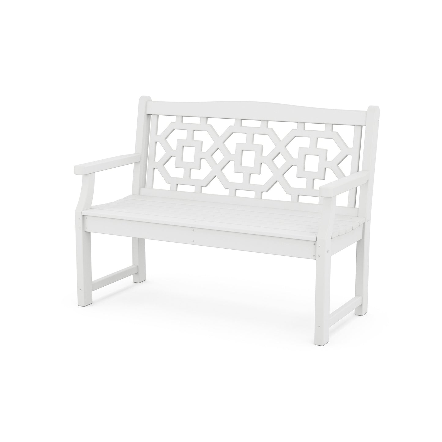 POLYWOOD Chinoiserie 48" Garden Bench — White