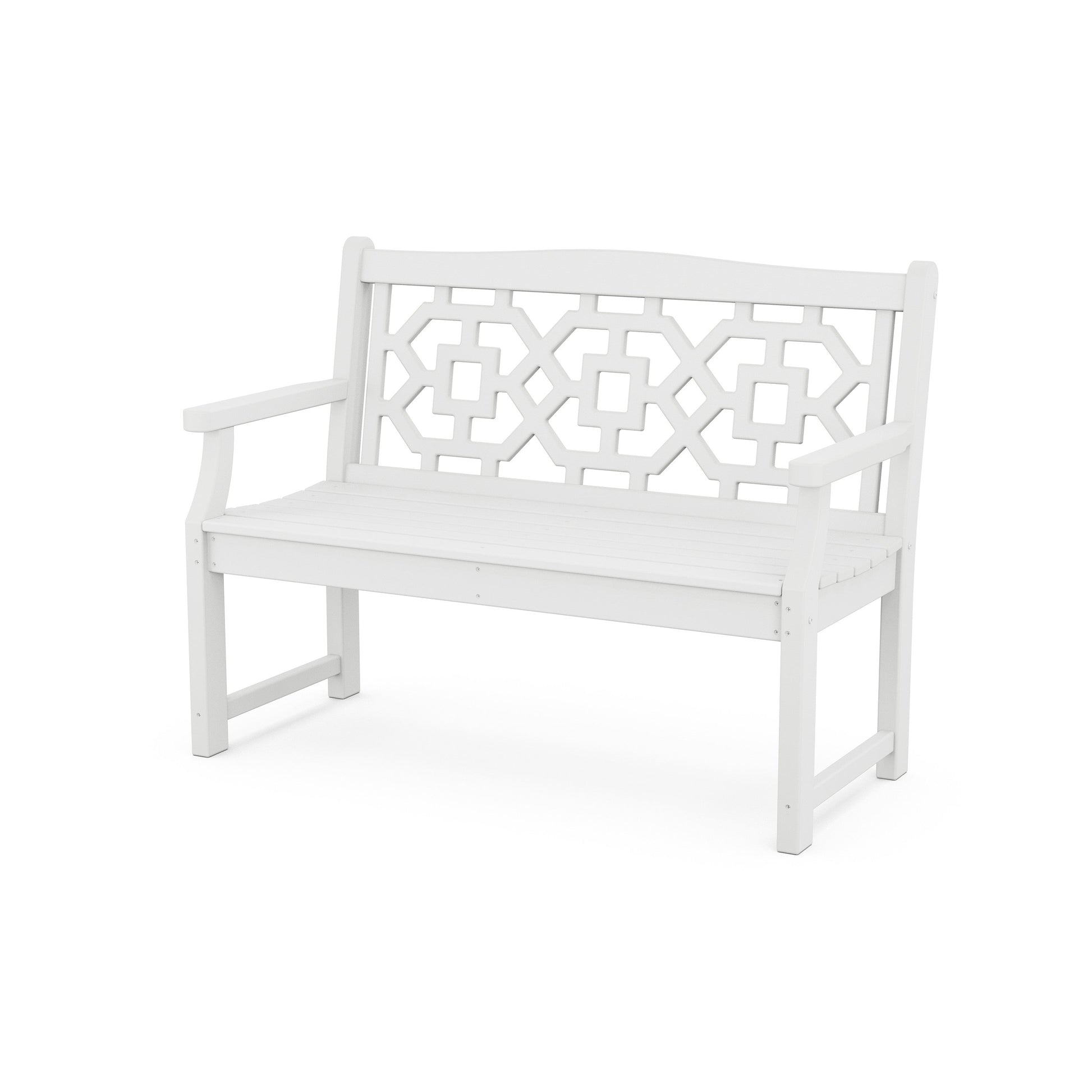 POLYWOOD Chinoiserie 48" Garden Bench — White