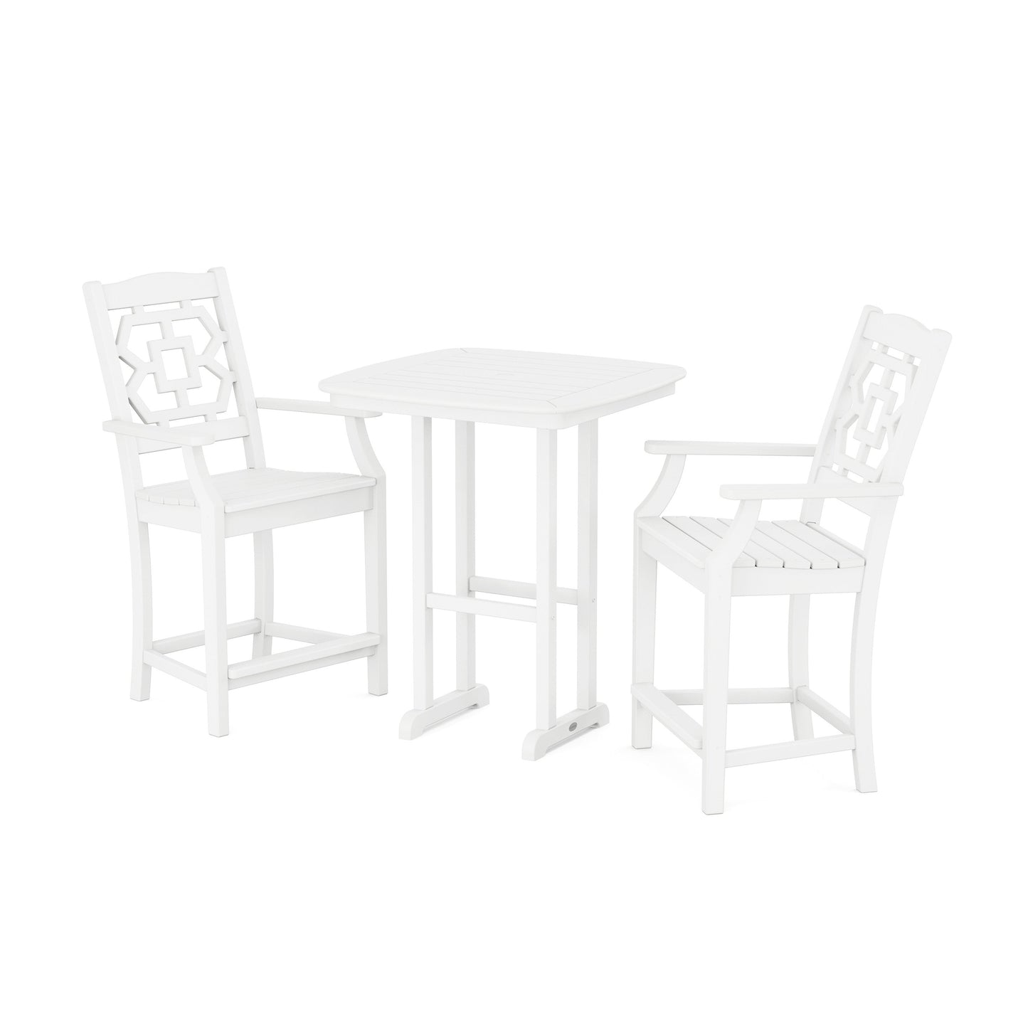 POLYWOOD Chinoiserie 3-Piece Counter Set — White