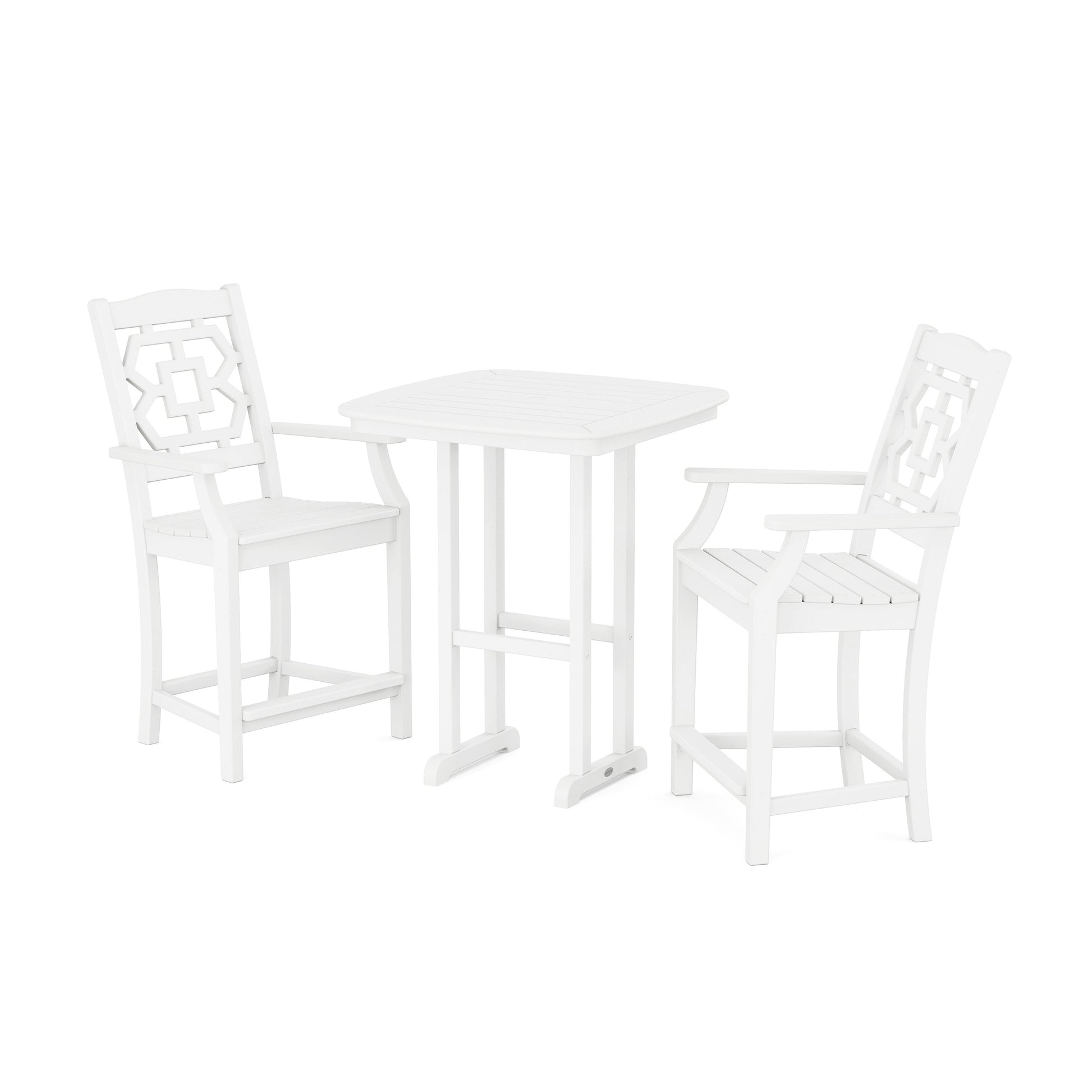 POLYWOOD Chinoiserie 3-Piece Counter Set — White