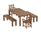 POLYWOOD Chippendale 5-Piece Parsons Dining Set with Benches — Teak