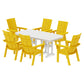 POLYWOOD Modern Curveback Adirondack 7-Piece Dining Set — Lemon / White