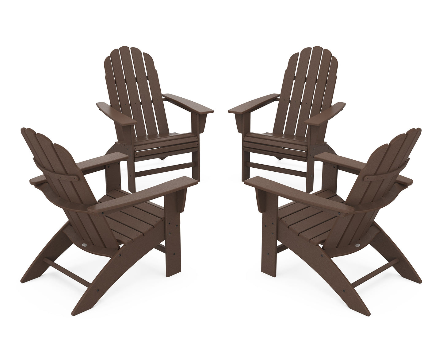 POLYWOOD 4-Piece Vineyard Curveback Adirondack Chair Conversation Set — Mahogany