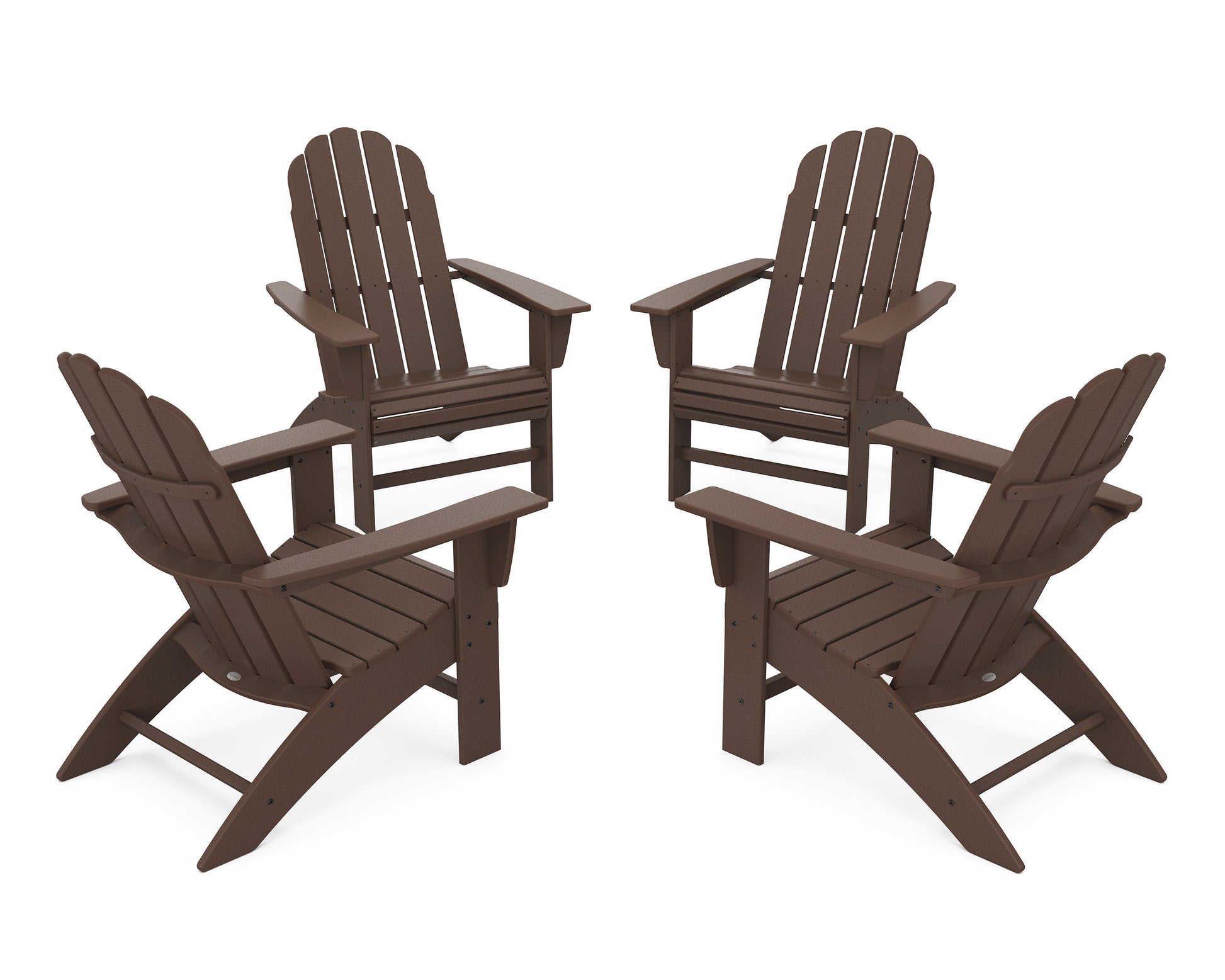 POLYWOOD 4-Piece Vineyard Curveback Adirondack Chair Conversation Set — Mahogany