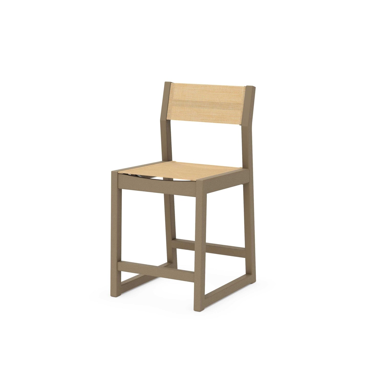 POLYWOOD EDGE Sling Counter Side Chair — Vintage Sahara / Dupioni Apricot Sling