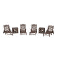 POLYWOOD Chinoiserie 6-Piece Chaise Set with Umbrella Stand Accent Table — Mahogany