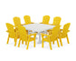 POLYWOOD Nautical Curveback Adirondack 9-Piece Square Dining Set with Trestle Legs — Lemon / White