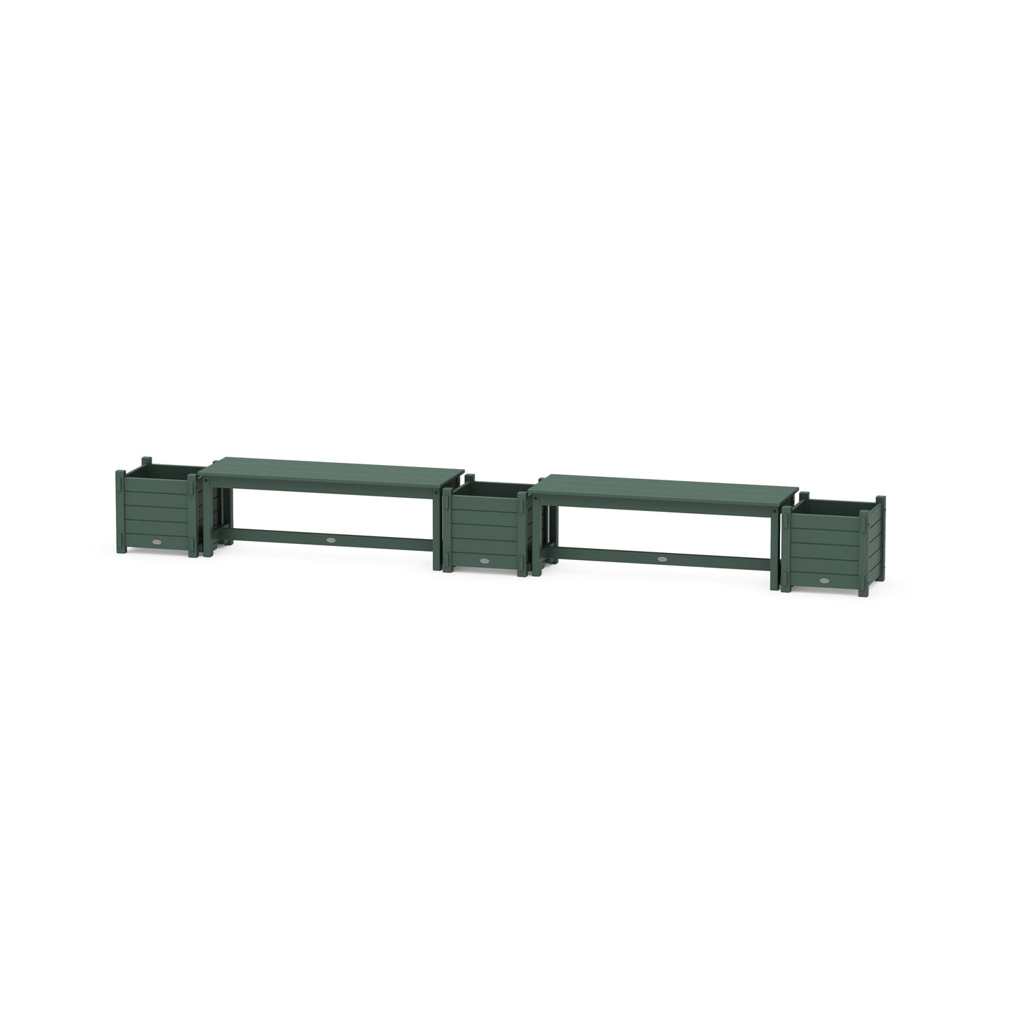 POLYWOOD 48" Nautical Straight Double Planter Bench Set — Green