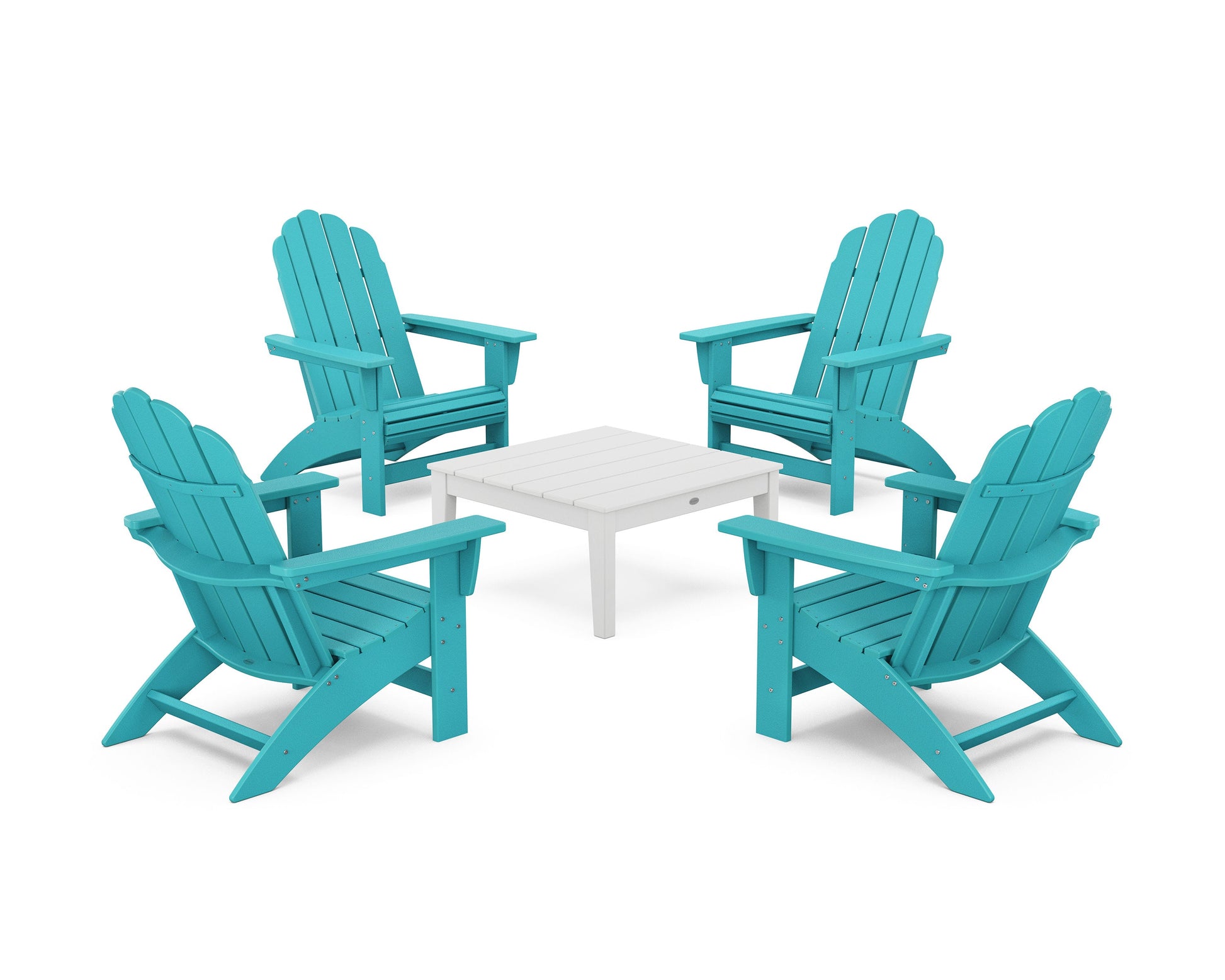 POLYWOOD 5-Piece Vineyard Grand Adirondack Chair Conversation Group — Aruba / White