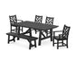 POLYWOOD Chippendale 6-Piece Rustic Farmhouse Dining Set With Bench — Black