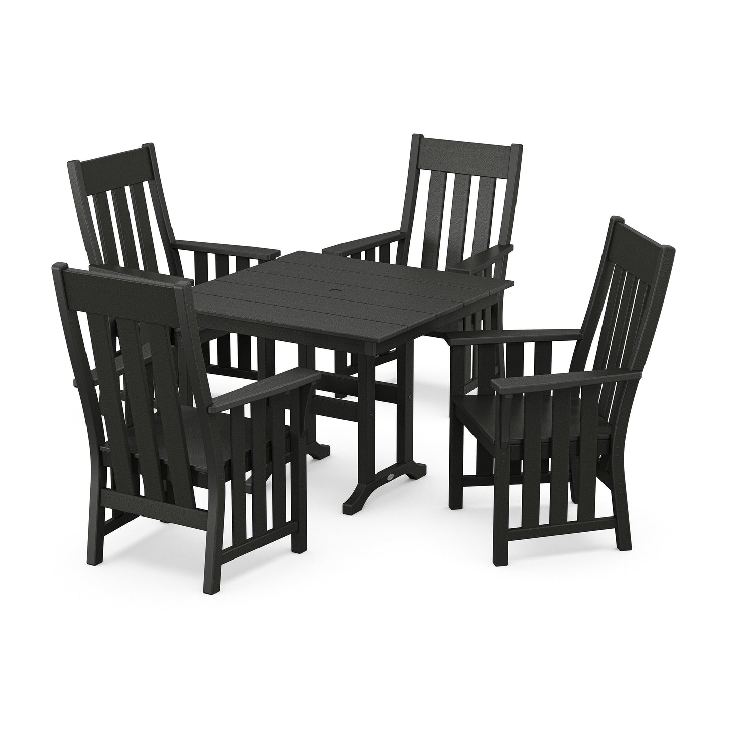 POLYWOOD Acadia 5-Piece Farmhouse Dining Set — Black