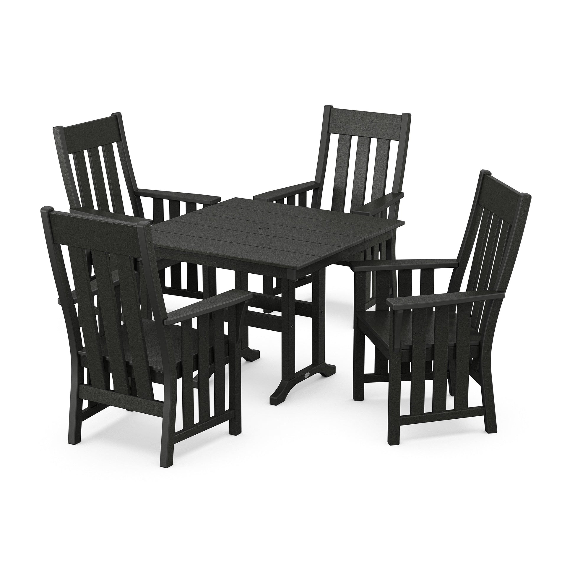 POLYWOOD Acadia 5-Piece Farmhouse Dining Set — Black