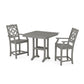 POLYWOOD Chinoiserie 3-Piece Farmhouse Counter Set with Trestle Legs — Slate Grey
