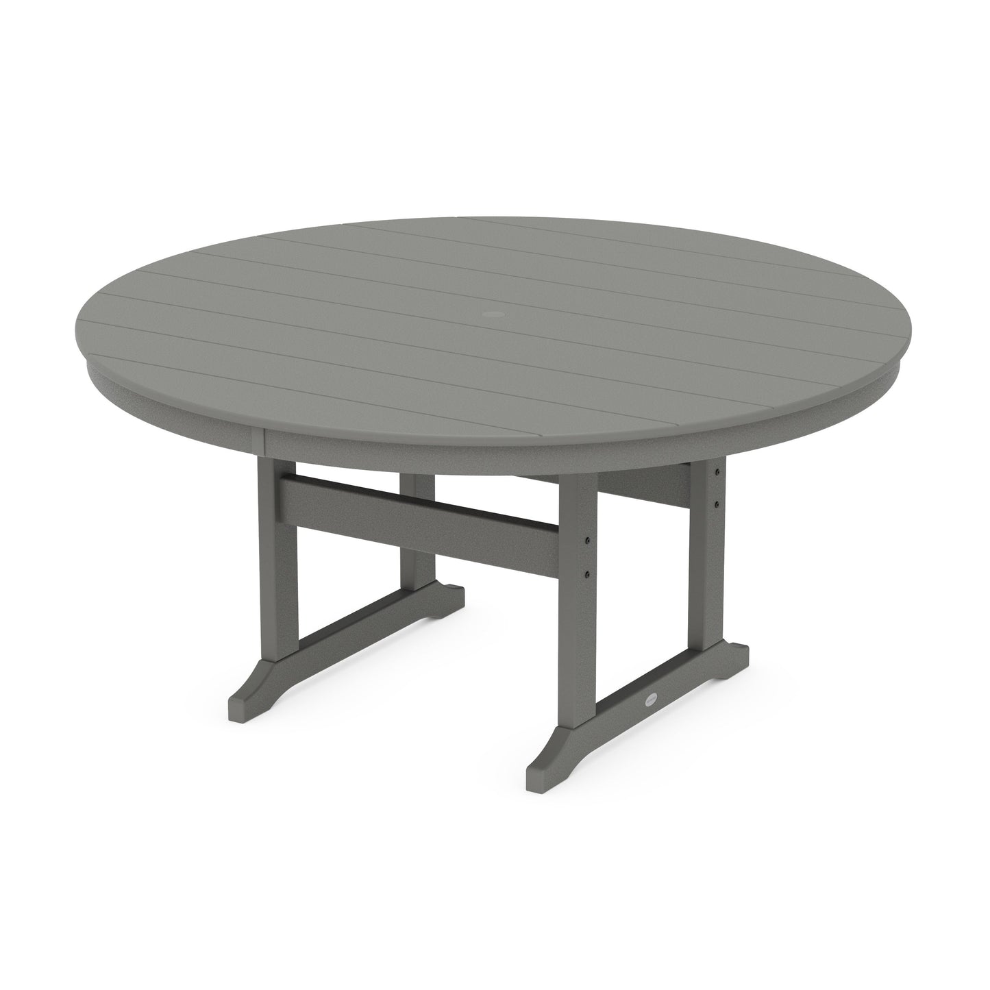 POLYWOOD 60" Round Farmhouse Dining Table — Slate Grey